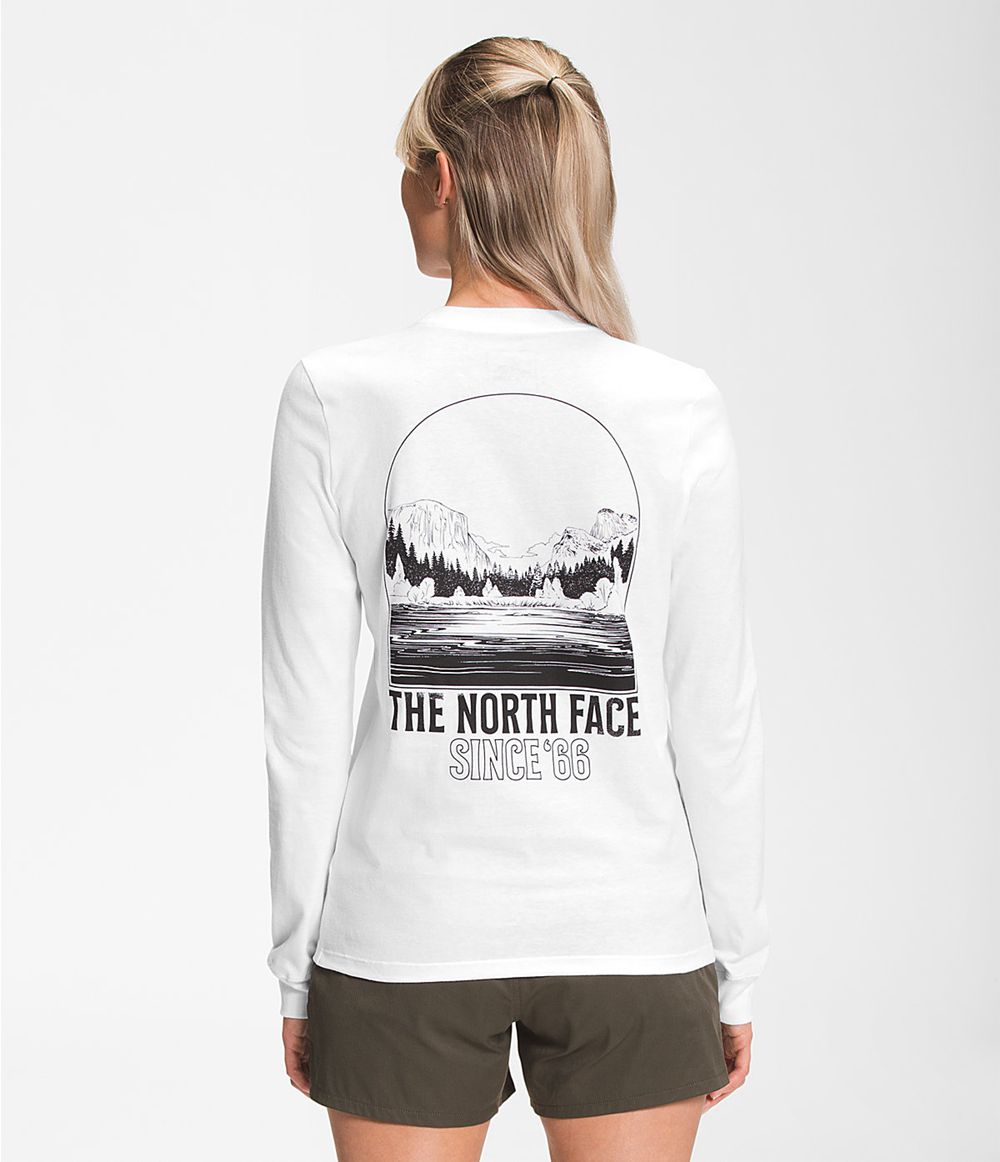 The North Face Lange Ärmel Mountain Peace T-Shirts Damen - Weiß CH-860LETU